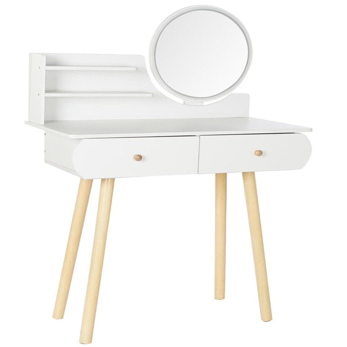 Coiffeuse En Bois Et Miroir Coloris Blanc naturel Longueur 80 X Coiffeuse En Bois Et Miroir Coloris Blanc naturel Longueur 80 X