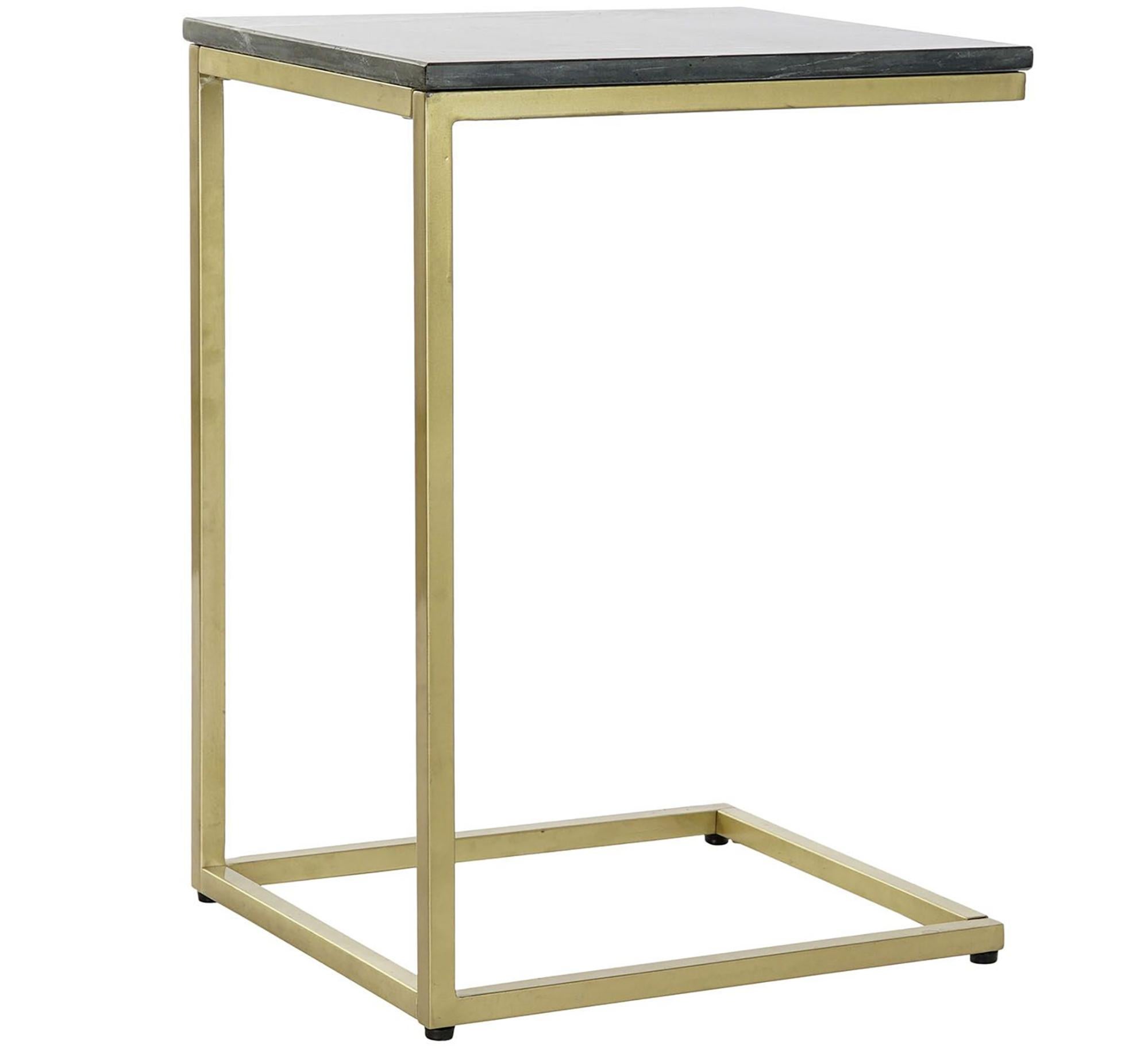 Table d'appoint en marbre et fer coloris noir doré - longueur 40 x ...