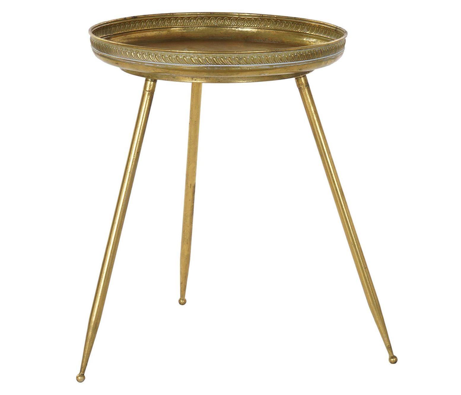 Table d'appoint ronde en métal coloris cuivre - diamètre 43 x hauteur ...