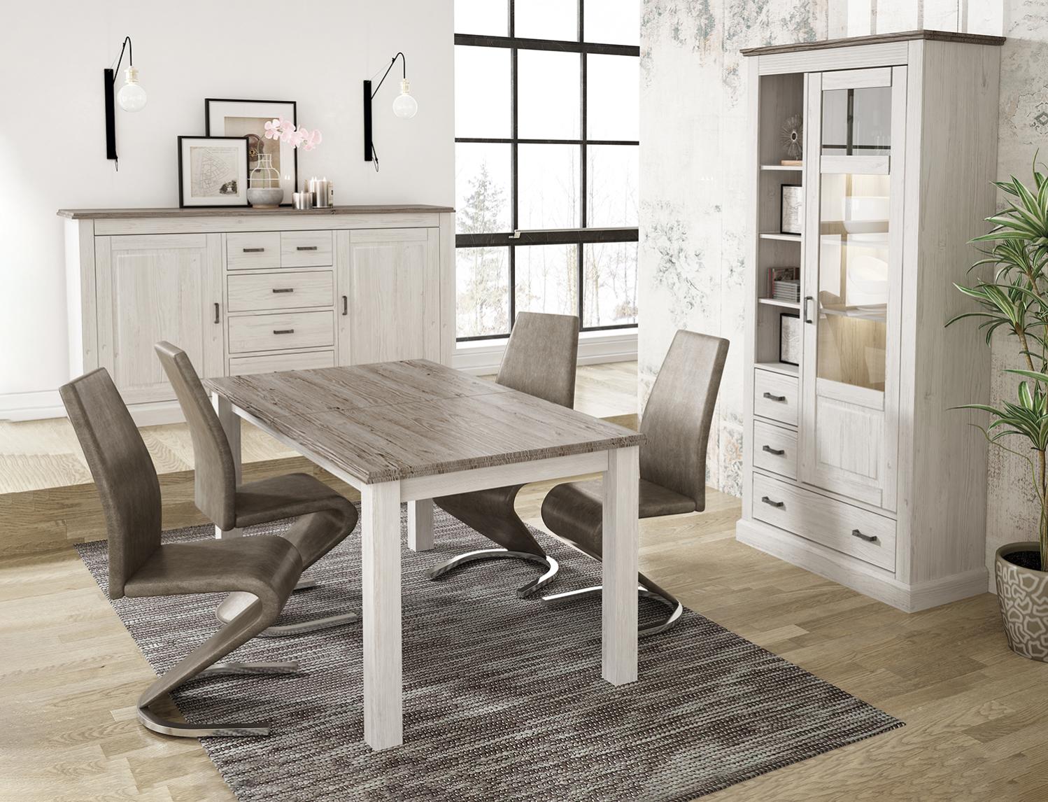 Ensemble de salon, buffet, table extensible, lot de 4 chaises gris ...