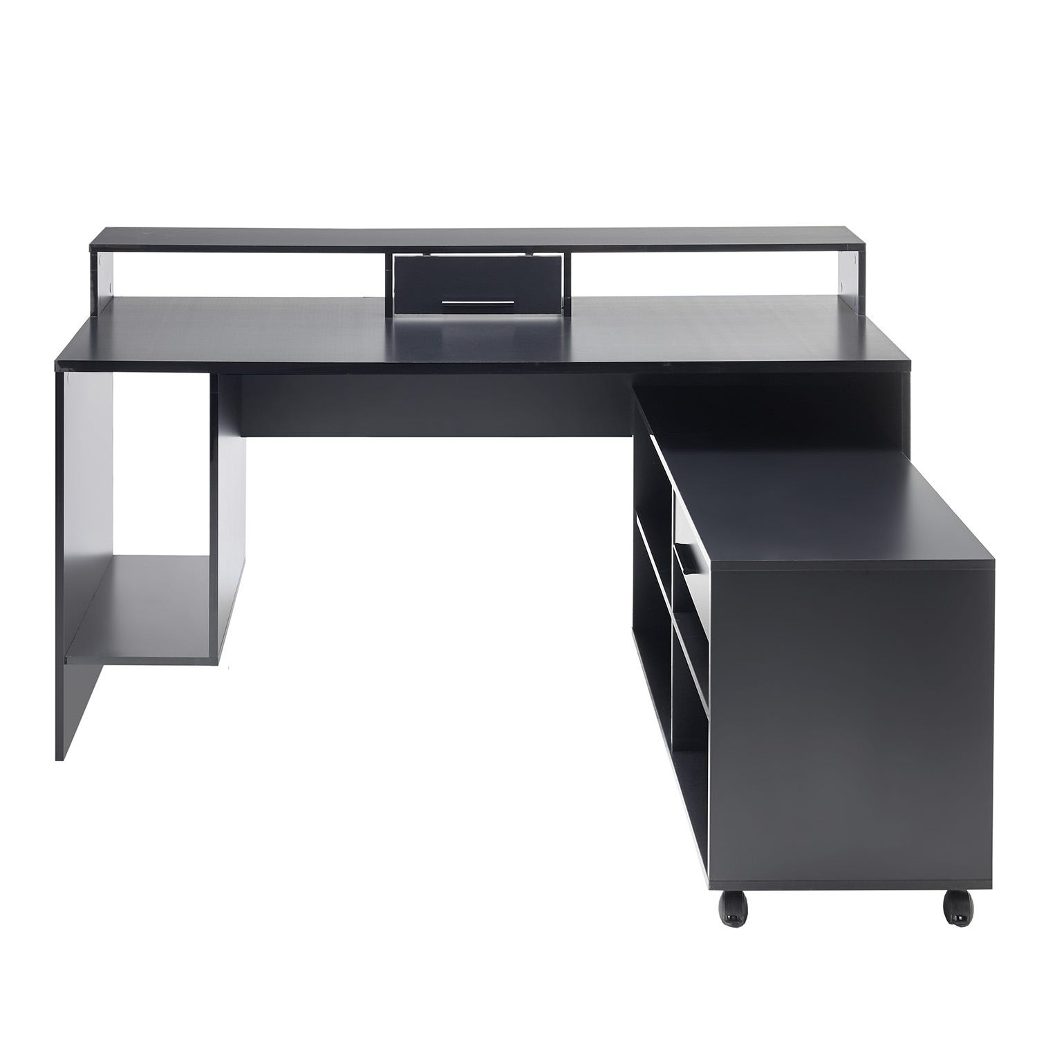 Meuble de bureau gaming en bois MDF coloris noir - Longueur 160 x Hauteur  92 x Profondeur 70 cm