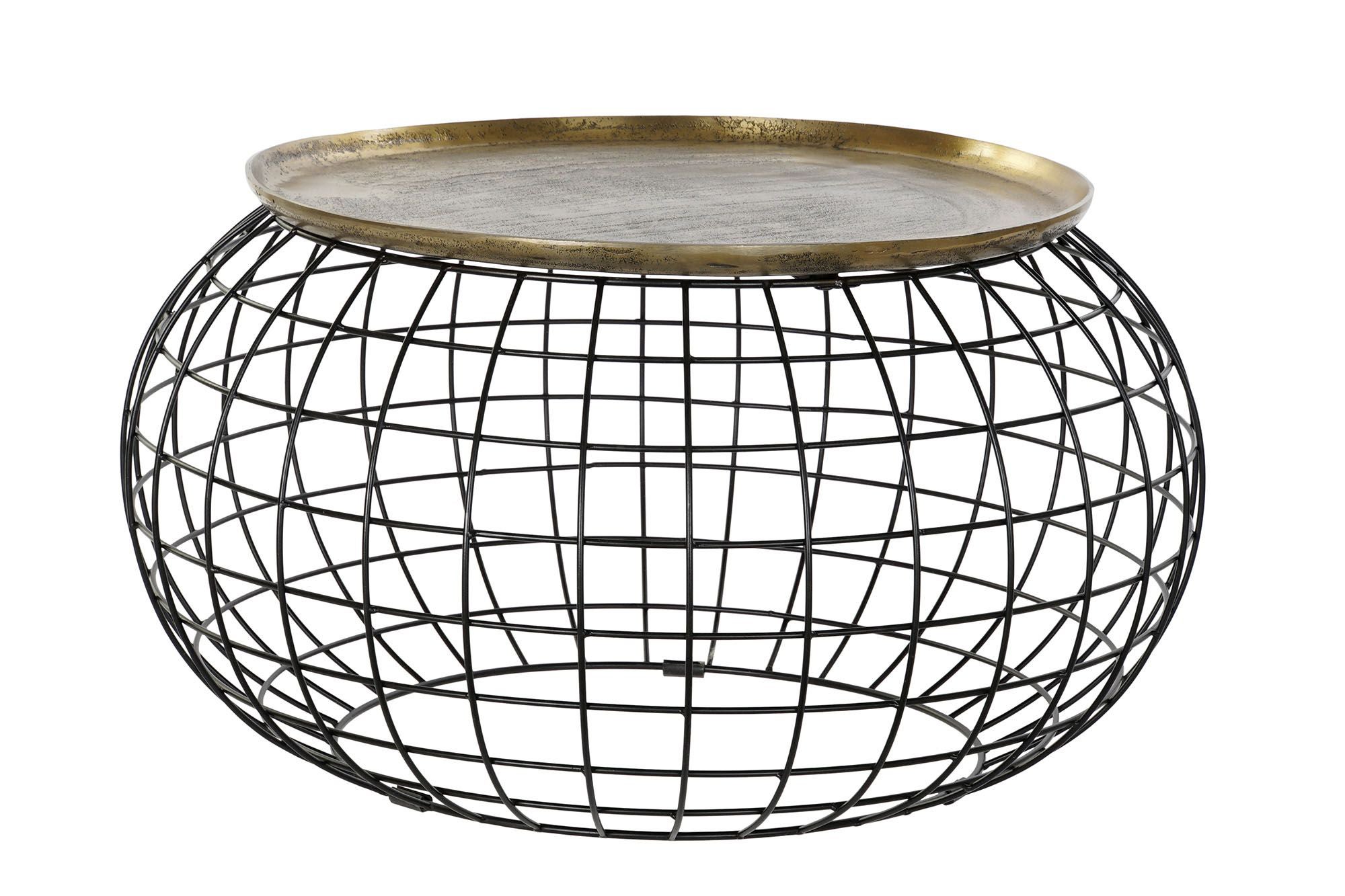 Table D'appoint Ronde En Aluminium Coloris Doré Noir - Diamètre 80 X ...