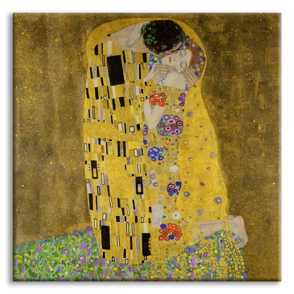 IL BACIO - KLIMT - Quadro Stampa Su Canvas Con Telaio In Legno 80X80 CM