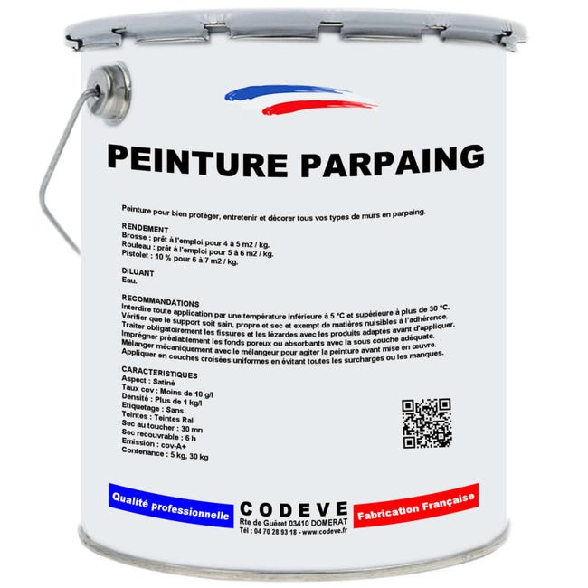Peinture Parpaing Pot 5 Kg Codeve Bois Ral 9016 Blanc Trafic peinture-parpaing-pot-5-kg-codeve-bois-ral-9016-blanc-trafic