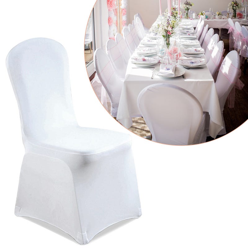 50 Pezzi Moderna Bianco Stretch sedia copertura per sala da pranzo Bouquet  di nozze Hotel Ristorante Décor