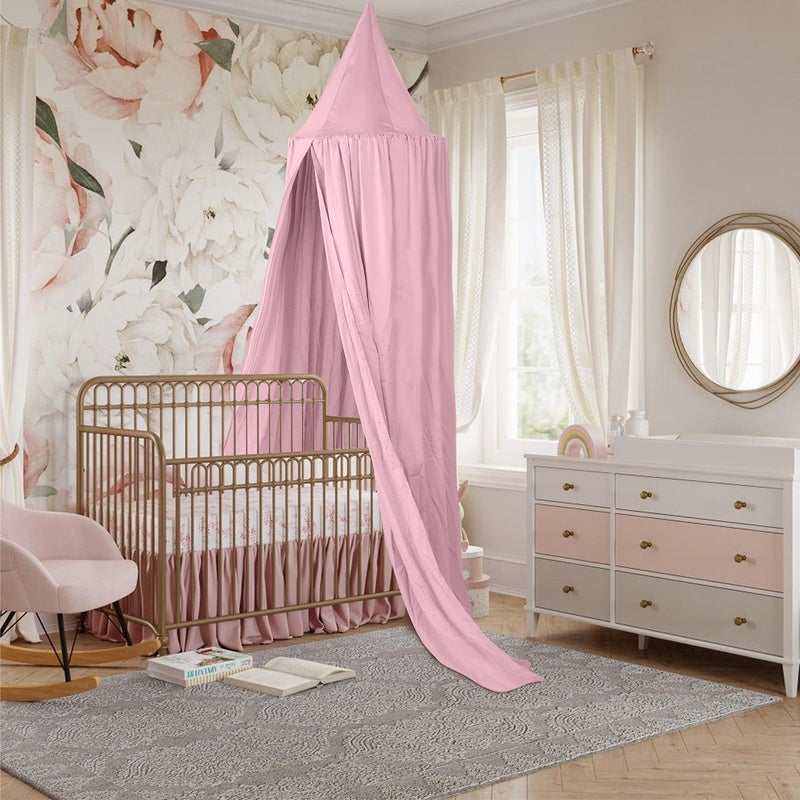 Cama con dosel cama con dosel niños nido mosquitera rosa alrededor de la  habitación de los niños