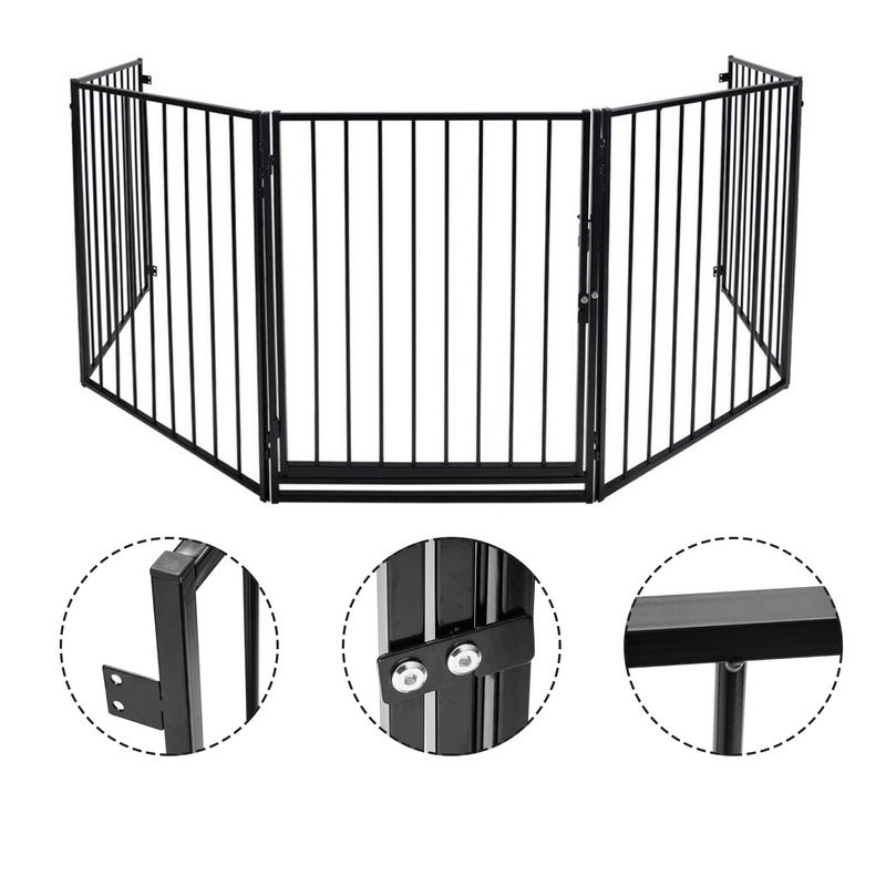 relaxdays Clôture de sécurité cheminée - clôture de poêle - 5 panneaux -  avec barrière