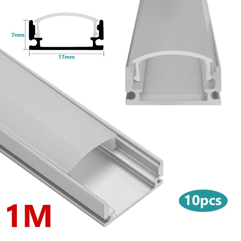 10x 1m LED profilo in alluminio striscia angolare strisce bianche