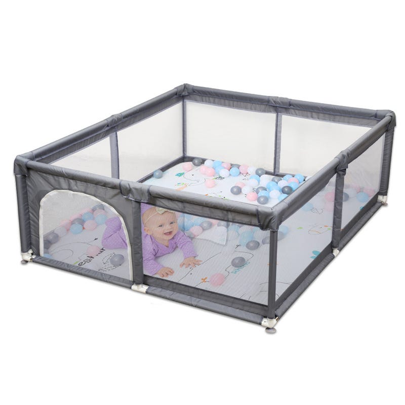 Box per Bambini, 150x180 cm Recinto per Bambini XXL con Mesh Traspirante,  Centro di Attività per Bambini, grigio
