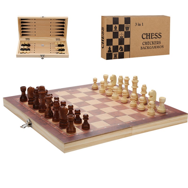 Jogo de xadrez de madeira, peças de xadrez artesanal, tabuleiro de xadrez  dobrável