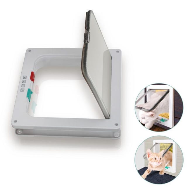 FURTIME Cancello Di Sicurezza Per Bambini Con Porta Per Gatti - Larghezza Regolabile Da 73,7 A 104,1 Cm, Chiusura Automatica, Acciaio Robusto