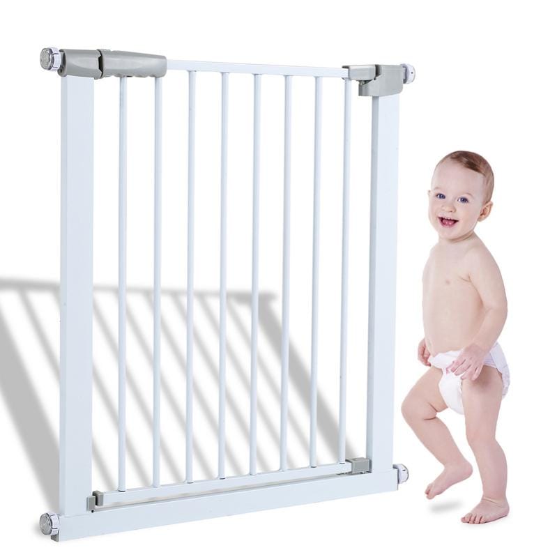 Barriere de Securite porte et escalier 89-96cm sans perçage, adaptée pour  les enfants ,animaux auto-close métal blanc