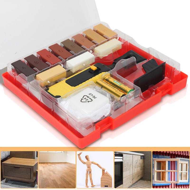 Kit de reparación manual de muebles de piso, kit de reparación de grietas  de suelos y muebles, contiene 11 ceras para suelos laminados de madera  dura