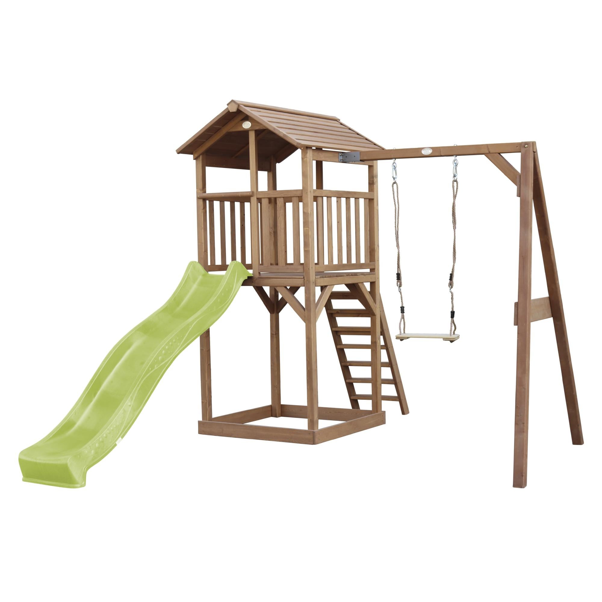 AXI Beach Tower Aire de Jeux avec Toboggan en vert clair, Balançoire