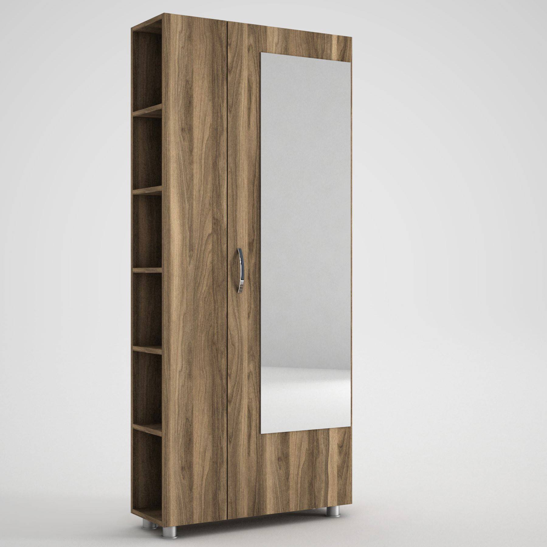 Meuble d'entré avec miroir Wander L80xH185cm Bois foncé