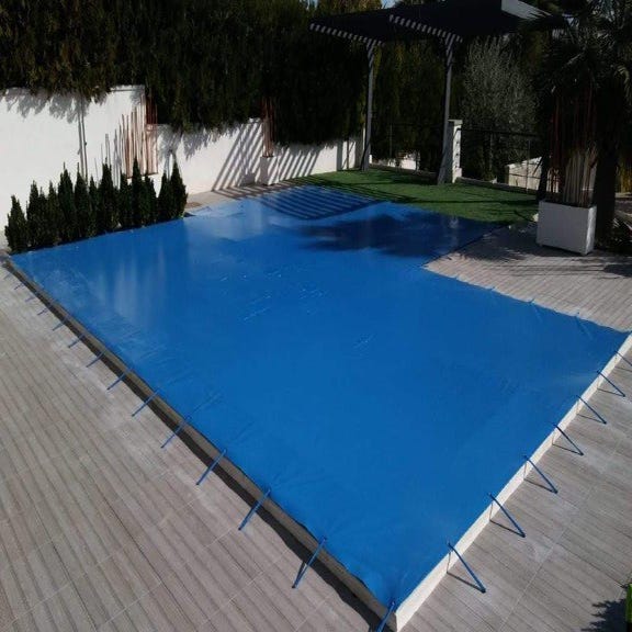 Cubierta-Cobertor-Lona de Invierno- de 6,30 x 4,30 m para piscina de 6 x 4  m de color Marrón