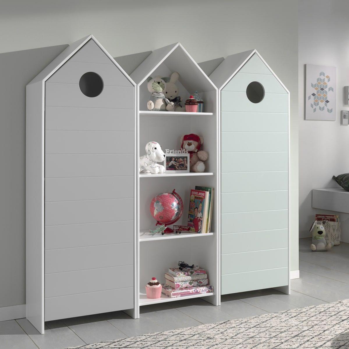 HAVRE Pack Bibliothèque + 2 Armoires Verte et Grise Leroy Merlin