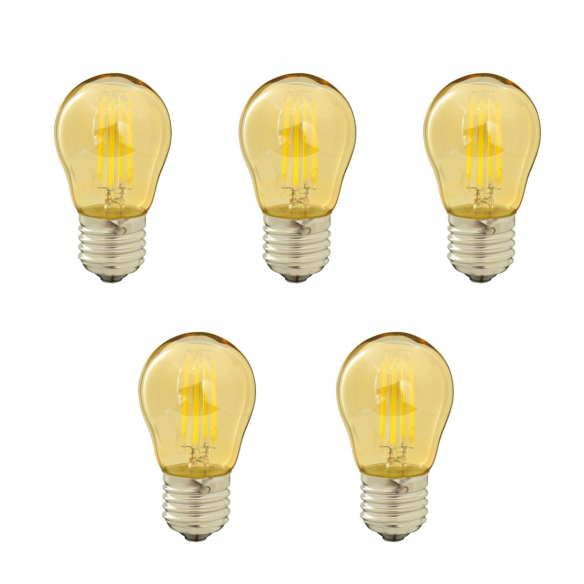 Pack x5 Ampoules à Filament LED 4W G45 Or Verre E27 filetage Blanc