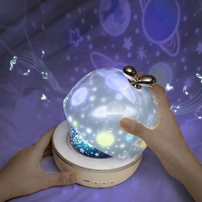 Veilleuse Enfant Étoiles Projecteur, 360° Rotaon de Lampe avec 6