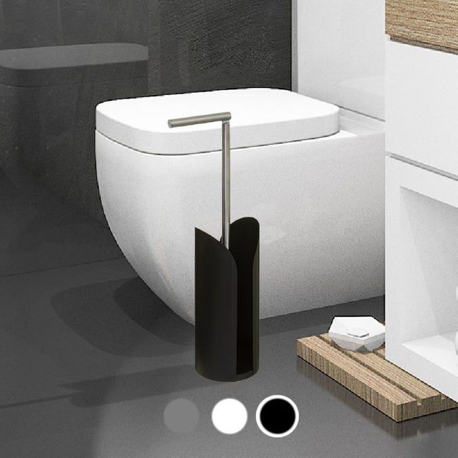 Dérouleur papier toilette WC avec réserve en métal gris et noir