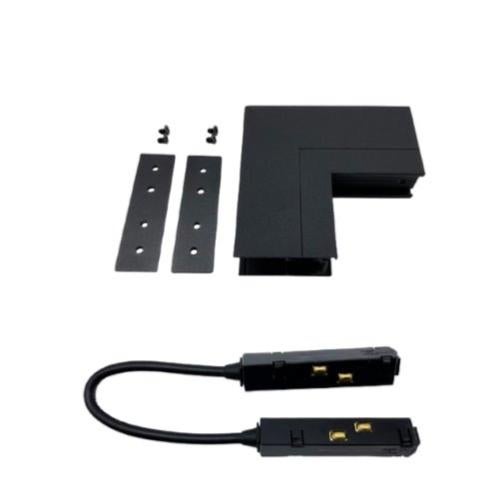 Connecteur D'angle 4 Fils Pour Rail éclairage Magnétique - Noir - Aluminium Anodisé - SCON