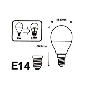 Ampoule LED E27 5W sphérique petite ø45mm. 220/240V 360º type balle