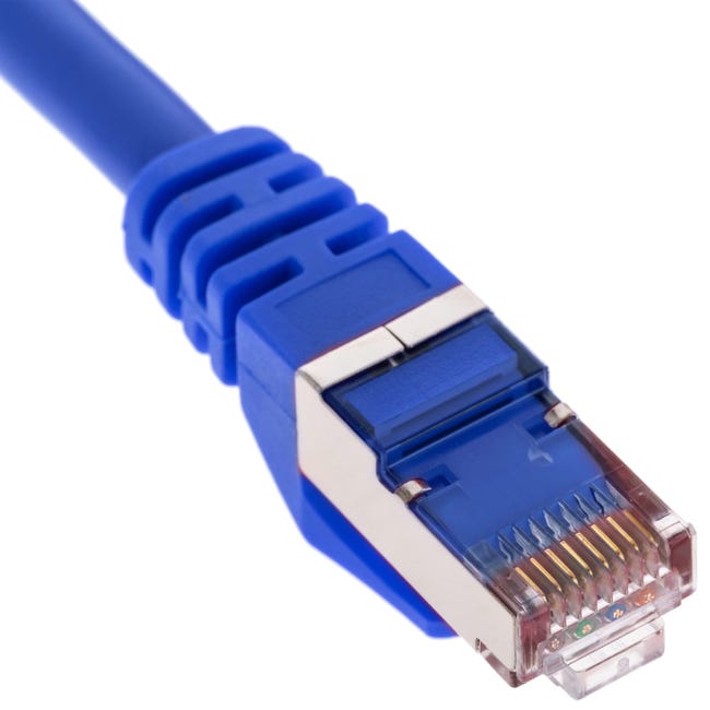 Câble réseau Ethernet LAN FTP RJ45 Cat.6a bleu 50cm