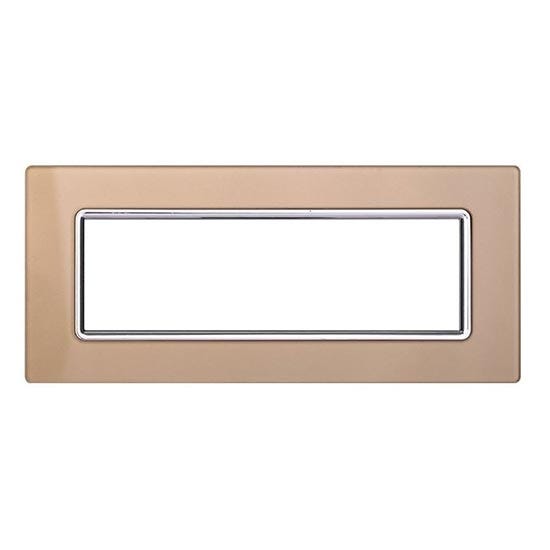 Placca 7 moduli 506 in vetro bianca compatibile BTicino Livinglight 