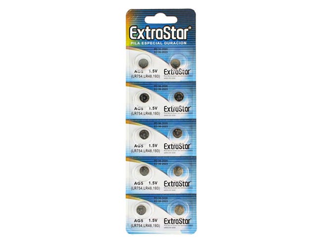Pila Batteria A Bottone LR754 LR48 193 1,5V Extrastar AG5 Confezione Da ...