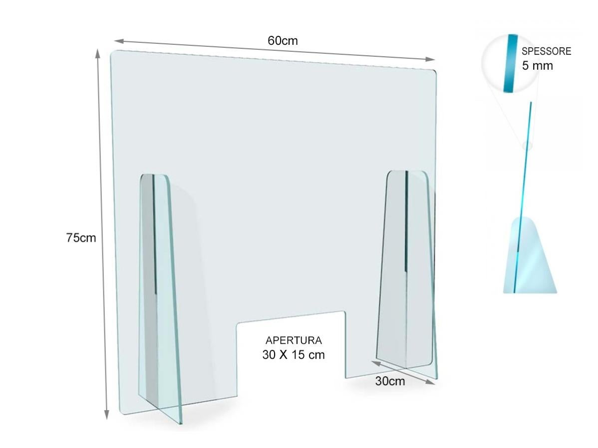 Barriera In Plexiglass Trasparente 100x70cm - Protezione Per Negozi E Attività Commerciali - Foto 13