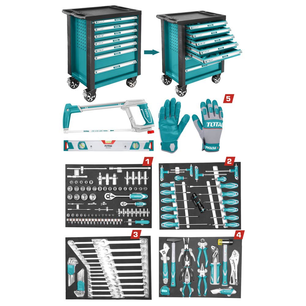 CARRELLO PORTAUTENSILI PORTA ATTREZZI OFFICINA CONTENITORE 162pz TOTAL