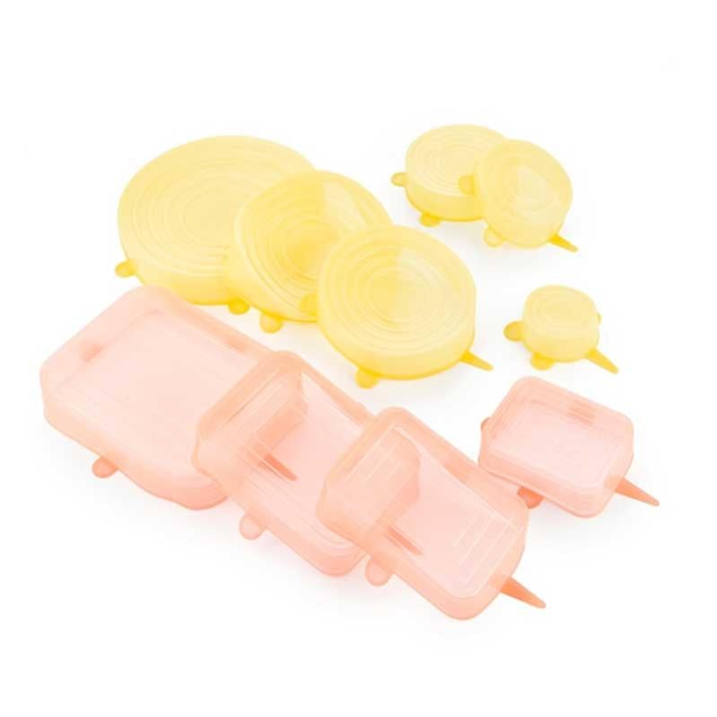 Couvercles Élastiques En Silicone Alimentaire - Lot De 12, 6 Tailles (7,1 à 21 Cm), Pour Bols, Bocaux, Micro-ondes, Lave-vaisselle, Congélateur