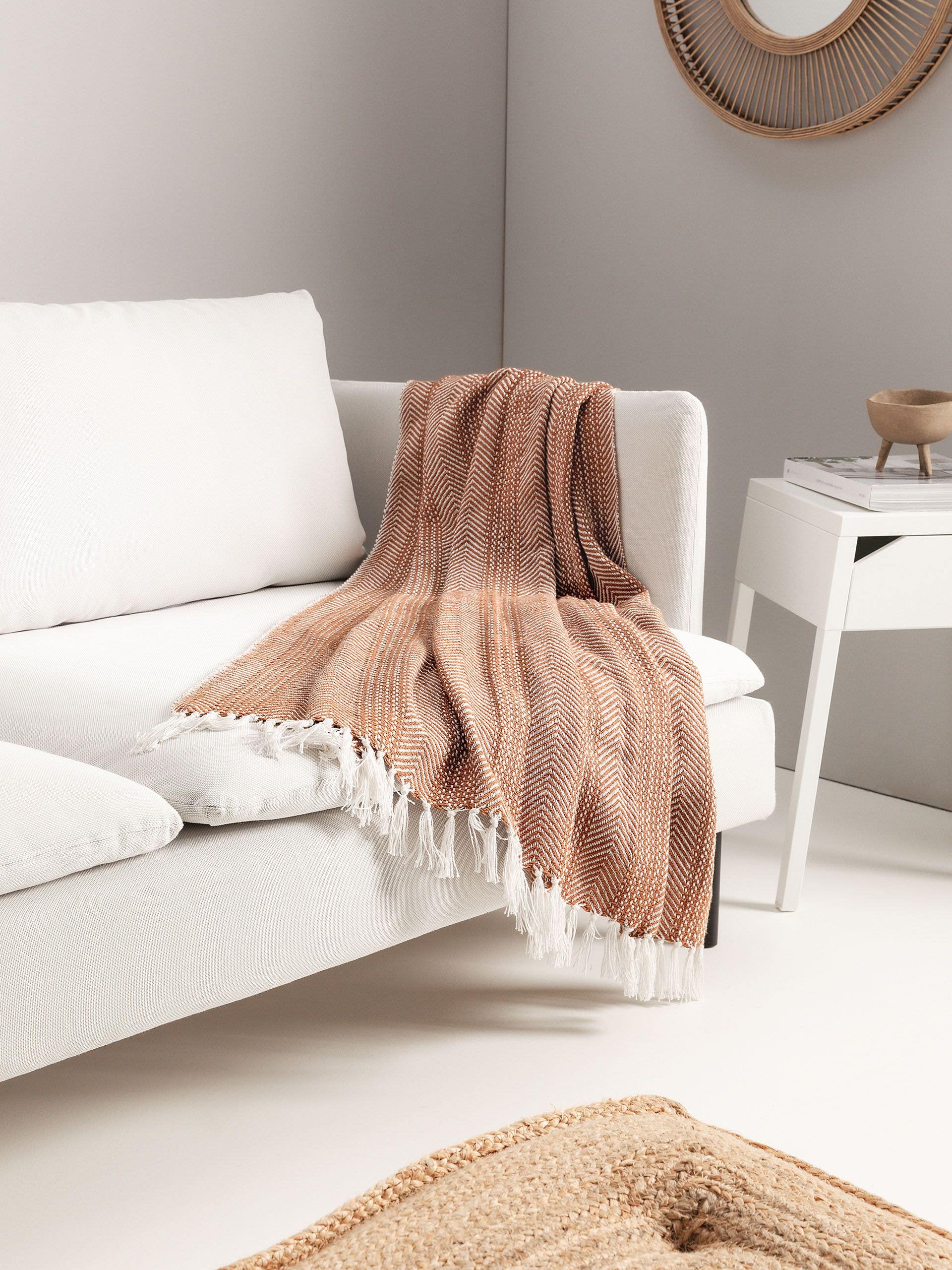 BENUTA Plaid en coton marron 125x150 cm Leroy Merlin