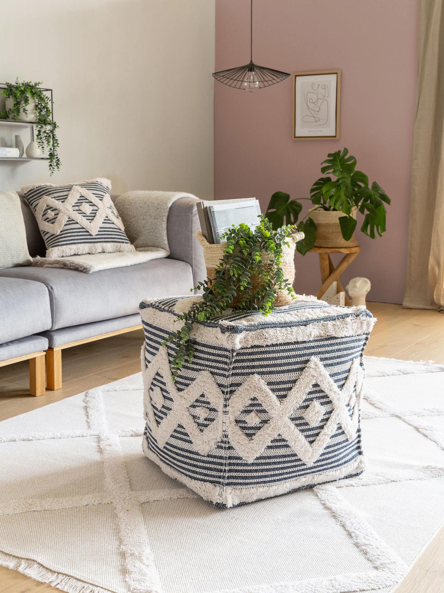 BENUTA Pouf bleu 50x50x50 cm Leroy Merlin