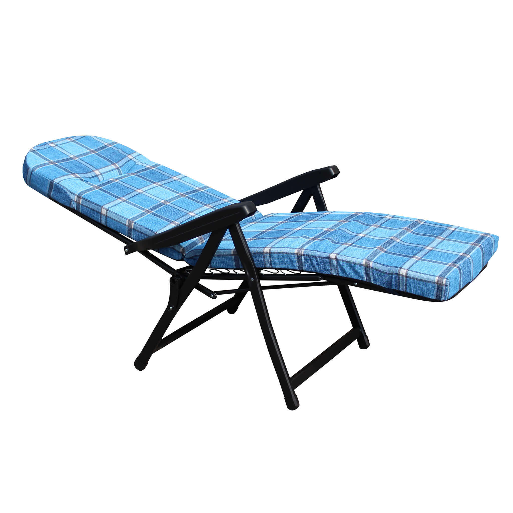 Poltrona a sdraio imbottita reclinabile cuscino imbottito alta densità,  adatta a giardino, portico, piscina e relax con poggiapiedi automatico
