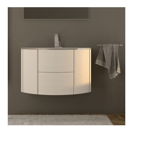 Bagno Italia Arredo Bagno sospeso bianco frassino 90 cm mobile lavabo in  cristallo