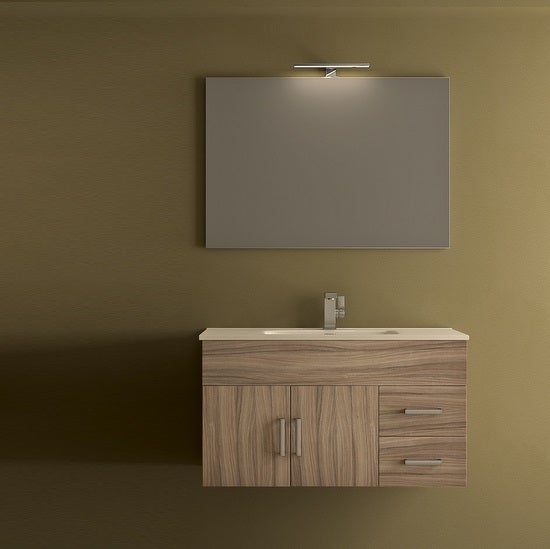 Mobile bagno sospeso moderno 100 cm larice con lavabo ceramica