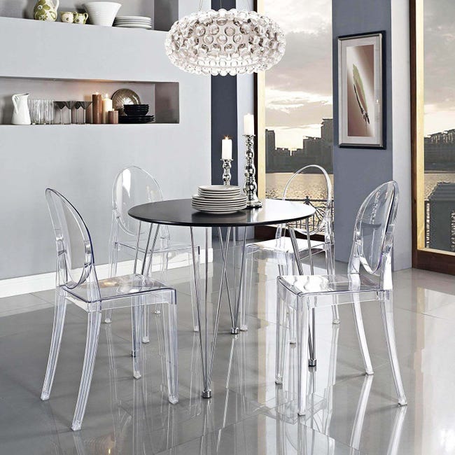 Set di 6 sedie moderne di design in policarbonato trasparente per sala da  pranzo cucina ufficio ristorante bar