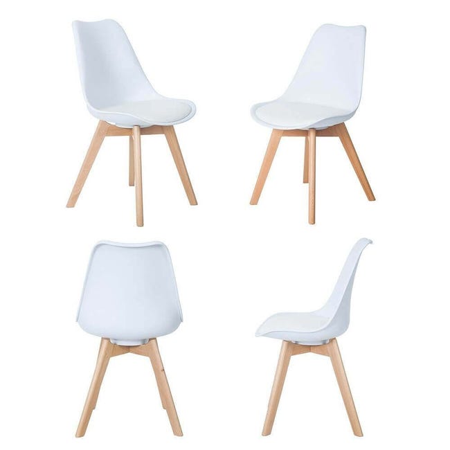 Set di 6 sedie di design moderne in polipropilene bianco e legno massello di  faggio per sala da pranzo locale bar ristorante