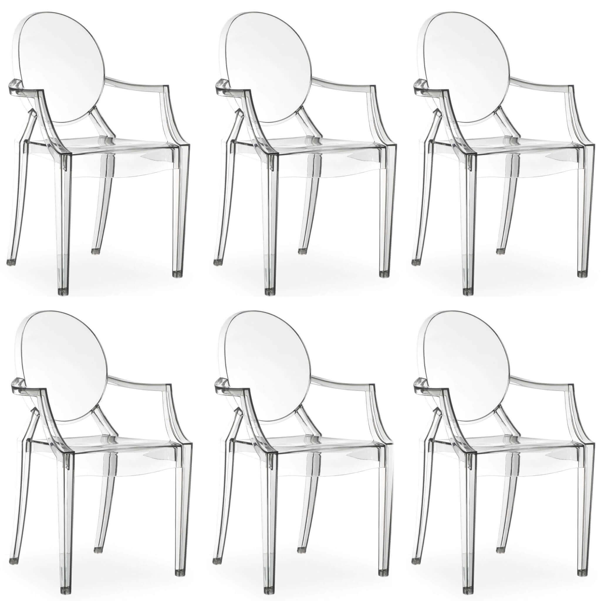 Vice Set 6 sedie design trasparente tavolo da pranzo 180x80cm