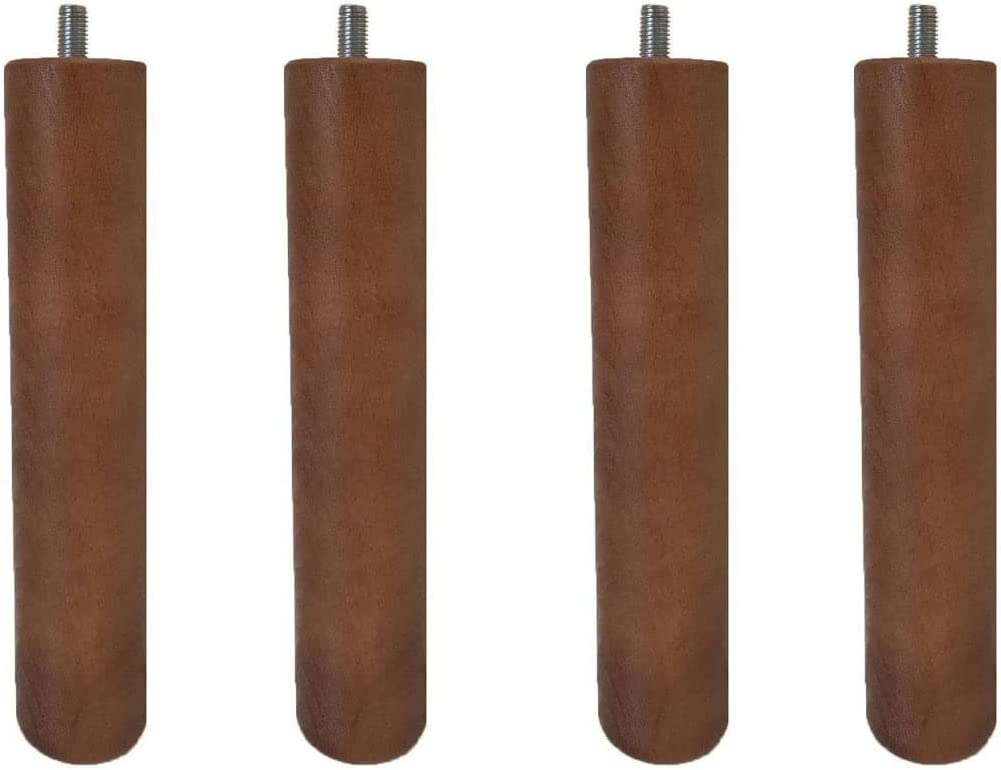 4 patas de somier ó base tapizada , madera , redondas con rosca (en 4  colores)
