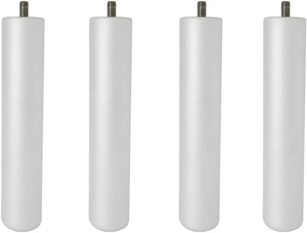 Juego de 4 Patas de Madera para Somier o Base Tapizada Patas Color Blanco de 25 cm con Rosca