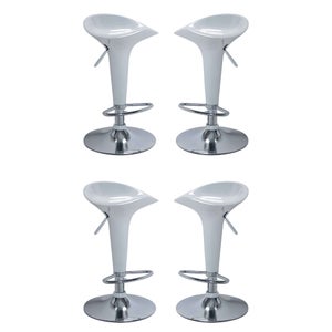 Set di 4 sgabelli da bar albergo hotel sedia cucina con poggiapiedi altezza  regolabile girevole stile moderno , 47x53.5x81-102