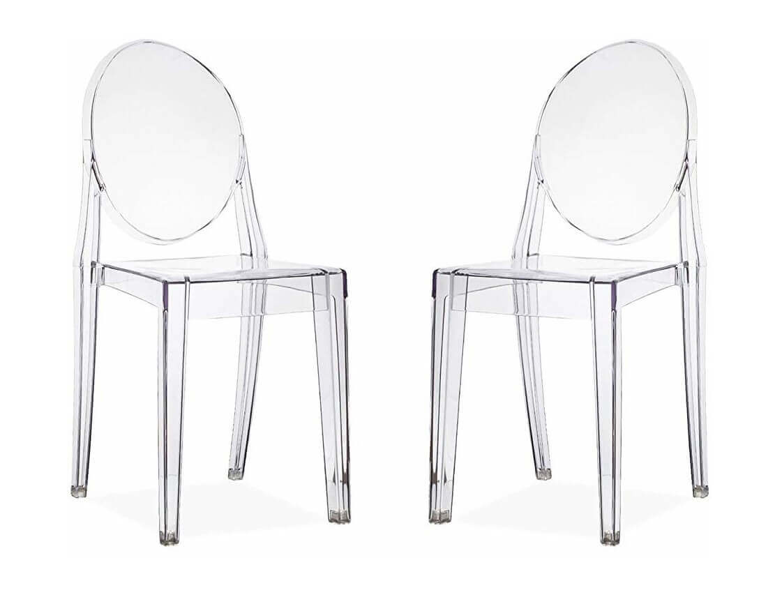 Set di 2 sedie moderne di design in policarbonato trasparente per sala da  pranzo cucina ufficio ristorante bar