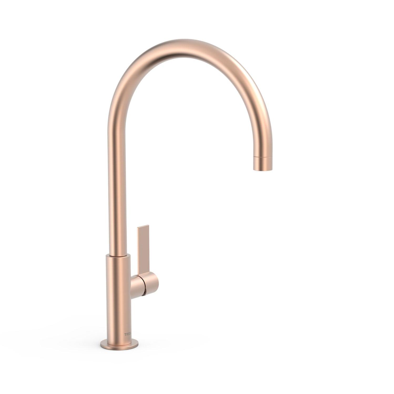 Tres 21190601opm project-tres grifo monomando xxl con maneta lateral para lavabo oro rosa mate