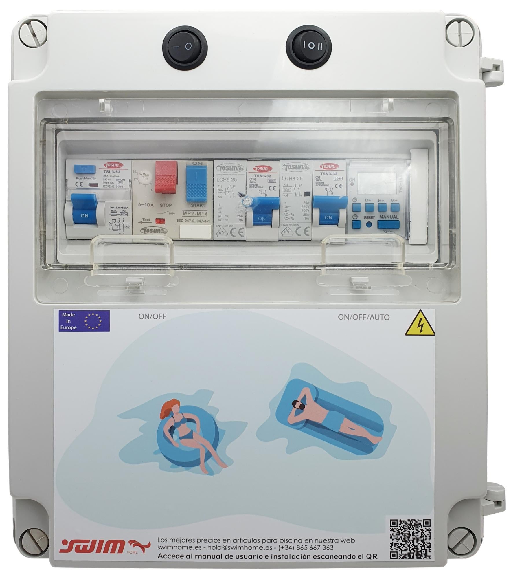 SWIMHOME Tableau Électrique Piscine Guardamoteur Transformateur 150W 2CV - Protection Pompe