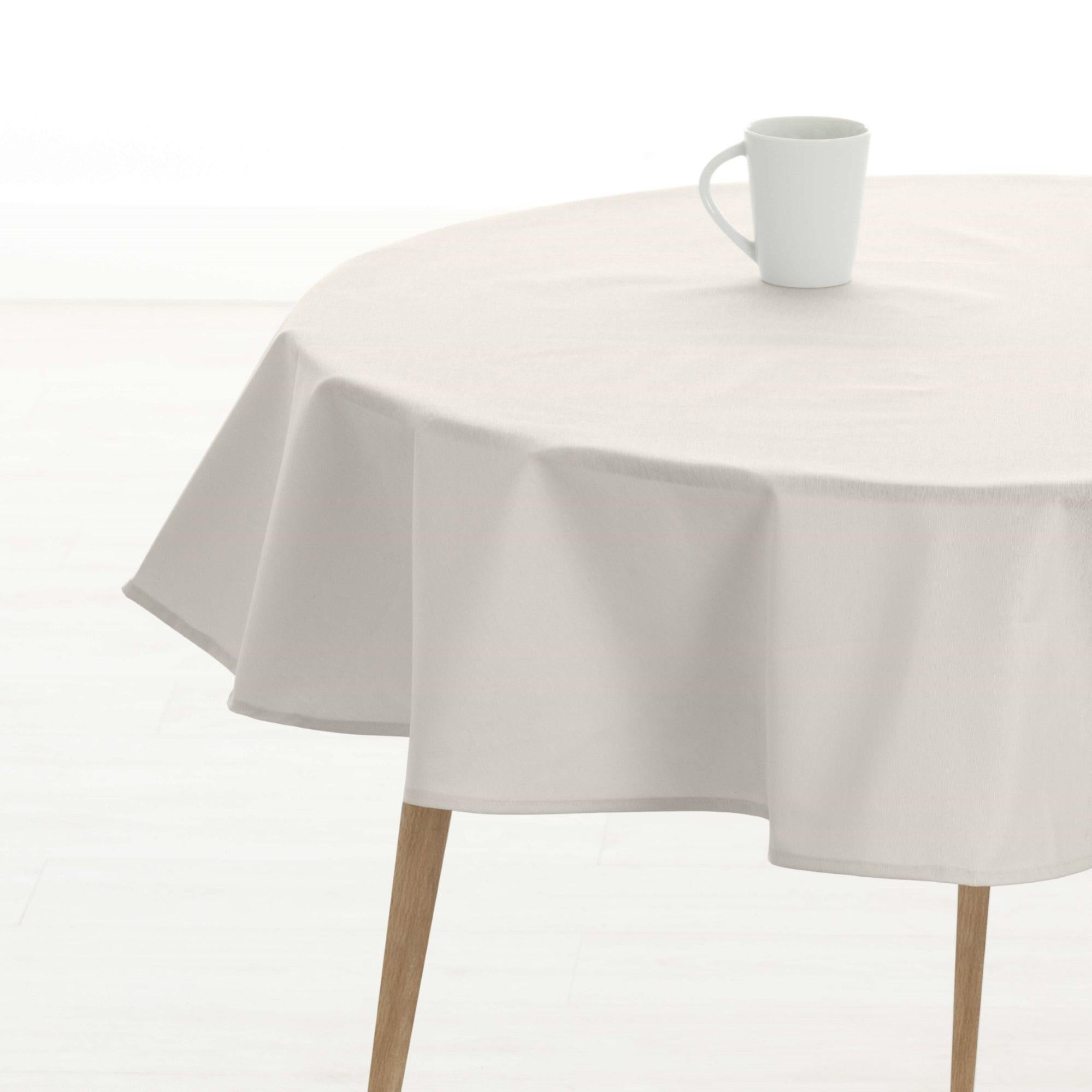 Tovaglia Rotonda In Cotone Lino 140 Cm - Elegante E Pratica Con Ricamo Foglie Verdi E Nappe - Foto 2