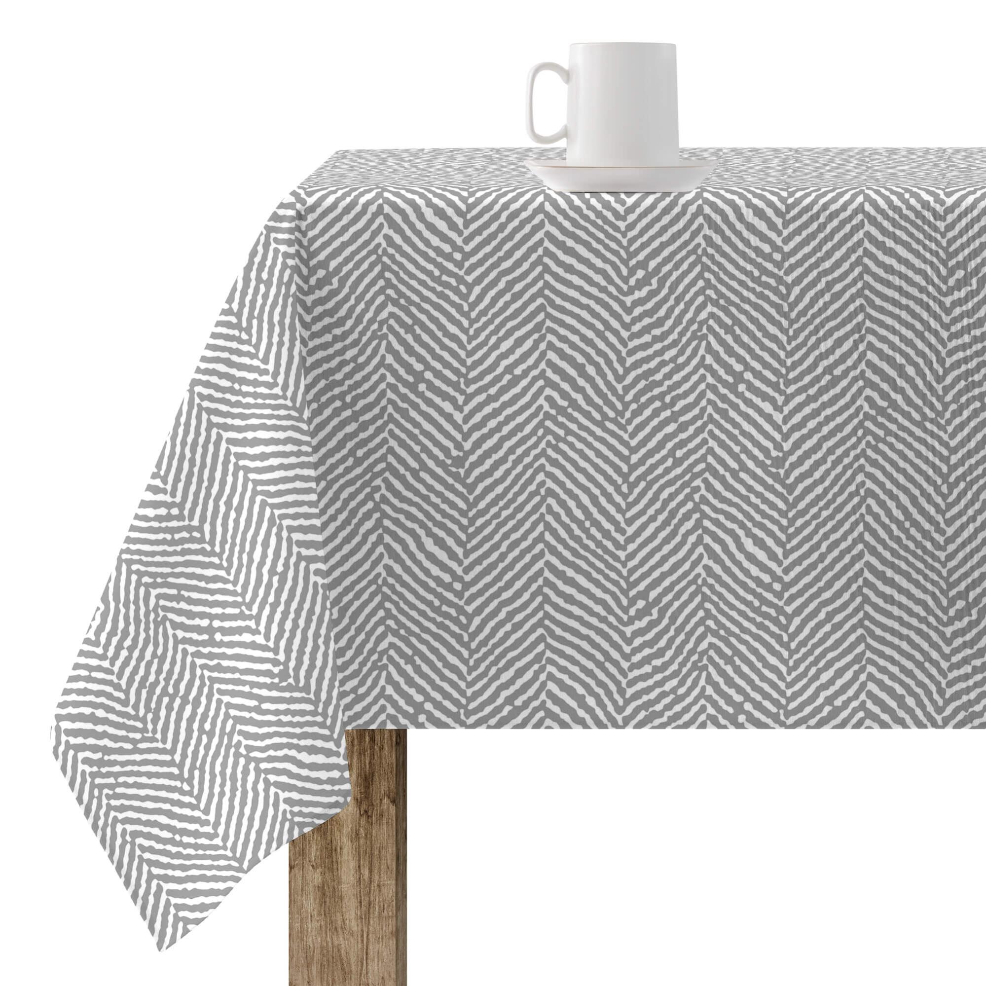 Tovaglia Antimacchia Effetto Lino 140x300 Cm, Grigio, Per 12 Posti - Impermeabile, Lavabile A 30°