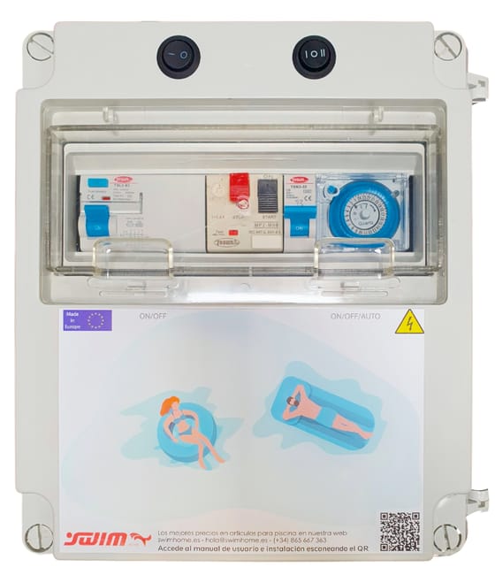 Cuadro Para Piscina 100W 12V AC Contactor 2CV y Reloj