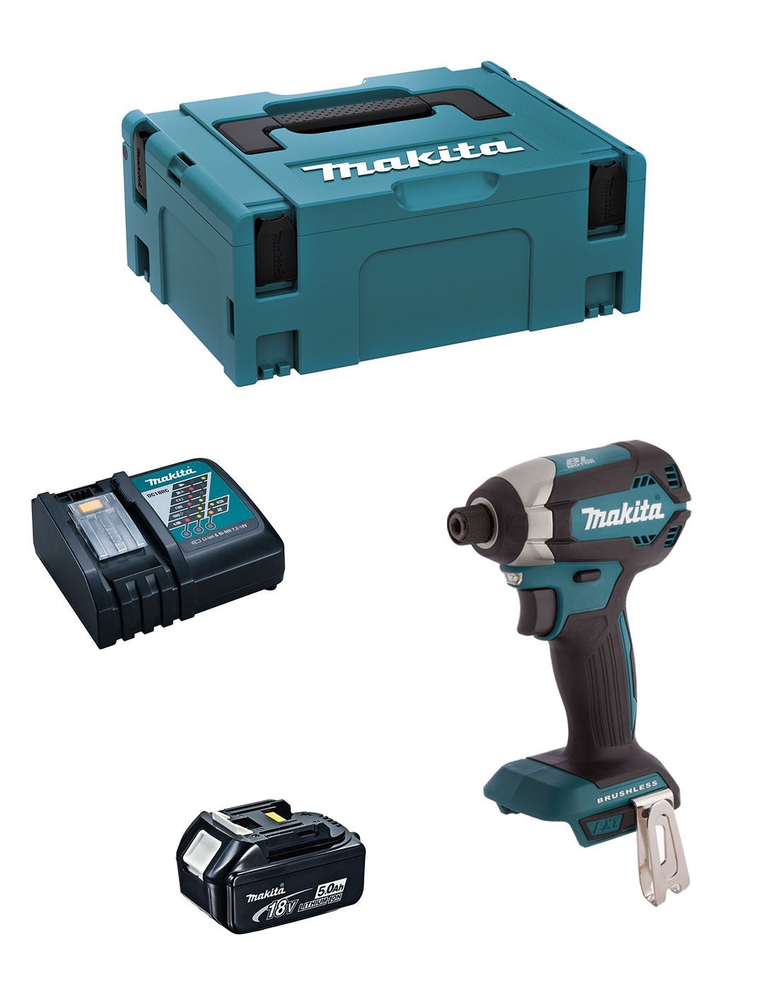 Atornillador de impacto makita dtd153rtj1 (1 x 5 0 ah + dc18rc + makpac 2)